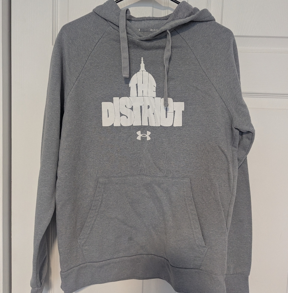 Under Armour Gray Hoodie with White 'The District' Design